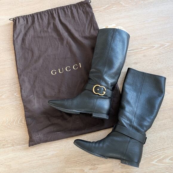GUCCI Black Leather Knee Length Riding Boots, size EU 36.5/US 6.5 - Picture 12 of 12